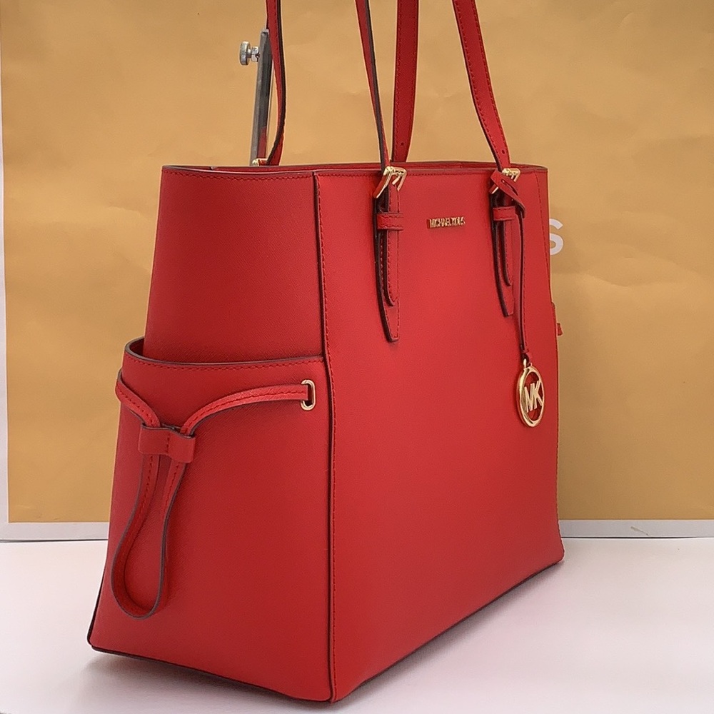 MICHAEL KORS 
Gilly Large Saffiano Leather Tote Shoulder Bag 
COLOR: Bright Red - Picture 2 of 16